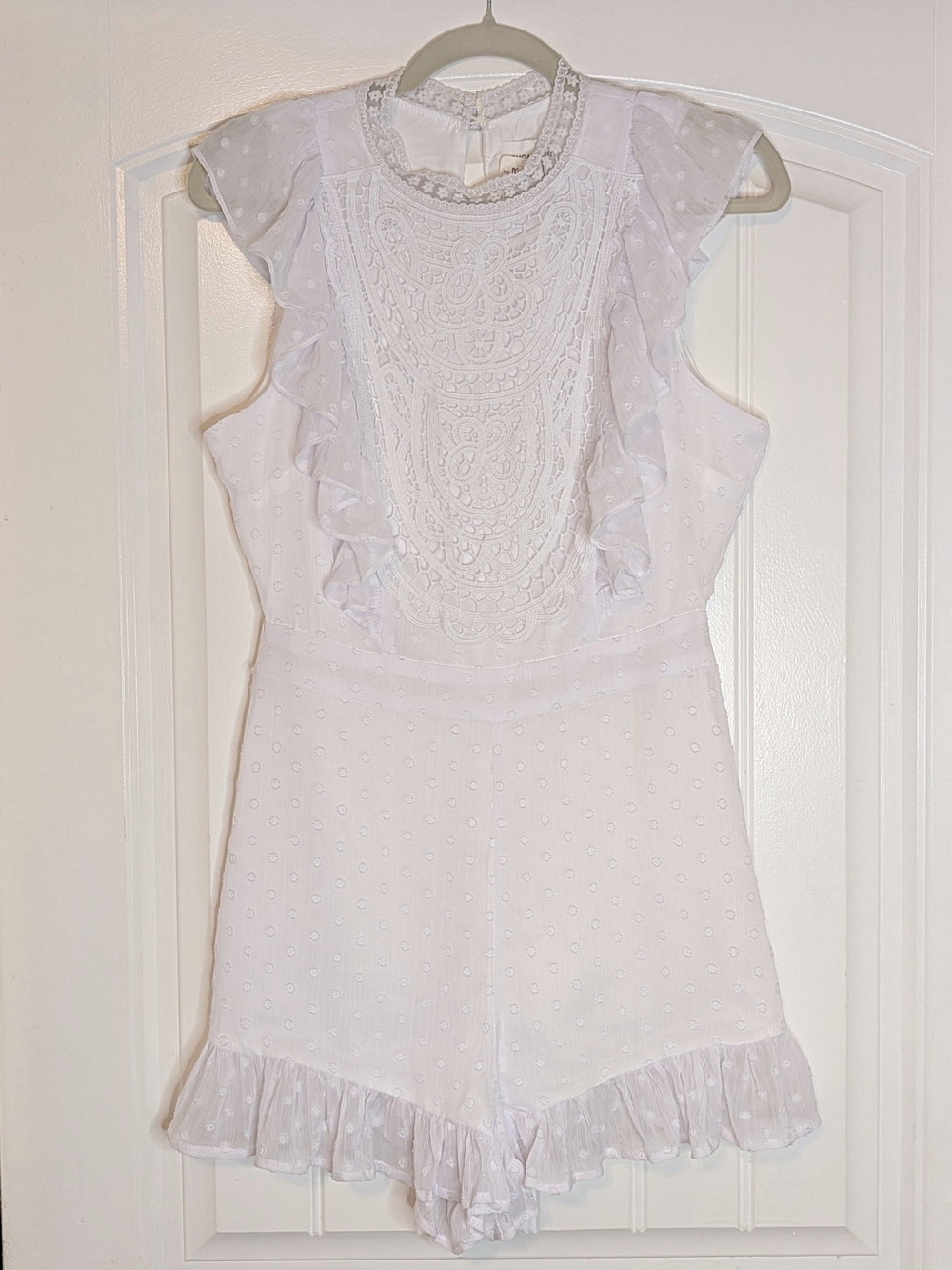 Sugar Lips White Polka Dot Ruffle Detail Romper